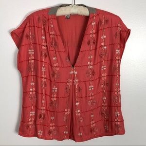 Silk Anthropologie top with beading